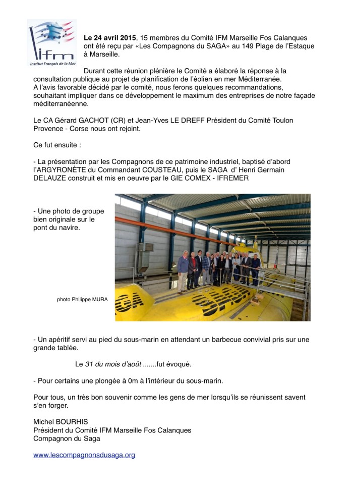 Le Comité IFM Marseille-Fos-Calanques avec les Compagnons